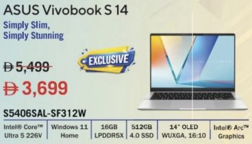 Asus Vivobook S 14 16GB RAM 512GB SSD (S5406SAL-SF312W)