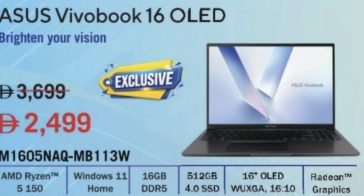 Asus Vivobook 16 OLED 16GB RAM 512GB SSD (M1605NAQ-MB113W)