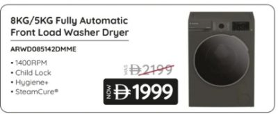 Ariston 8KG/5KG Fully Automatic Front Load Washer Dryer ARWOD85142DMME