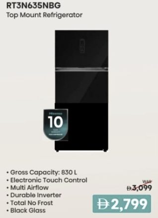 Hisense RT3N635NBG Top Mount Refrigerator