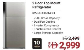 Hitachi 2 Door Top Mount Refrigerator RV760PUK7K4BSL