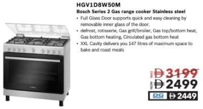 Bosch HGV1DBW50M Gas Range Cooker Stainless Steel